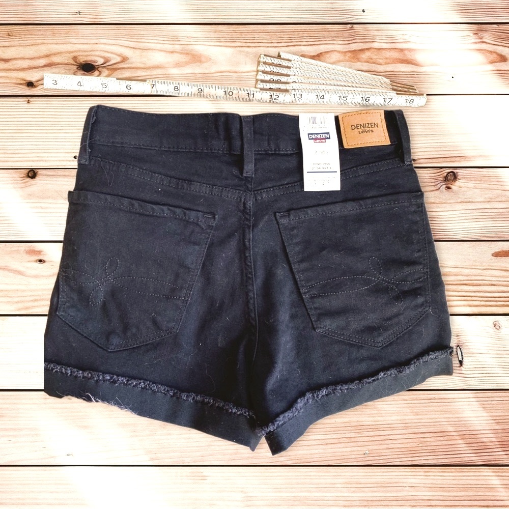 Levi’s Black Stretch Jean Shorts, High Waist, New, 9/29” - Picture 3 of 13